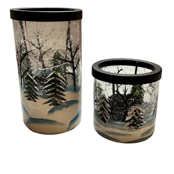 Yankee Candle Other - Yankee Candle retired crackle forest winter scene tea light holders